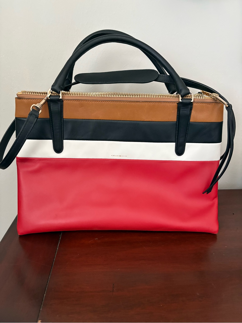 Coach Vtg Burough Bag Butter Soft Leather Bar Stripe Design Rare 2014 Orig $898!